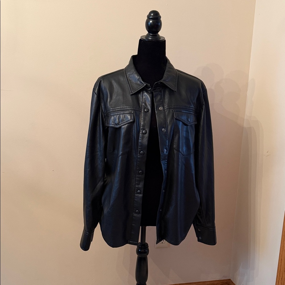 Good American Midnight Leather Jacket